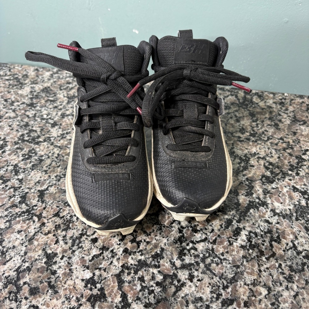 Under Armour Harper 7 Mid RM Baseball Cleats Kids 12K Black White 6000725-001 - Picture 4 of 6